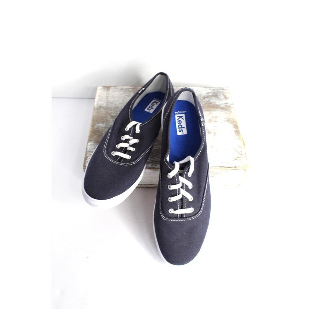 Keds Softerra Canvas Shoes‎ Women's 9.5 Navy White Cushioned Lace Up WF34200 New